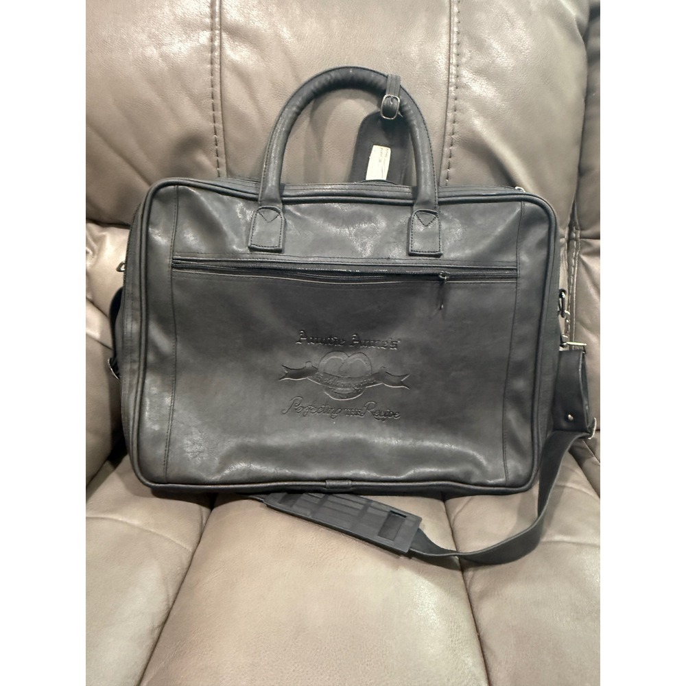 Auntie‎ Anne's 15th Anniversary Black Faux Leather Briefcase Messenger Vintage